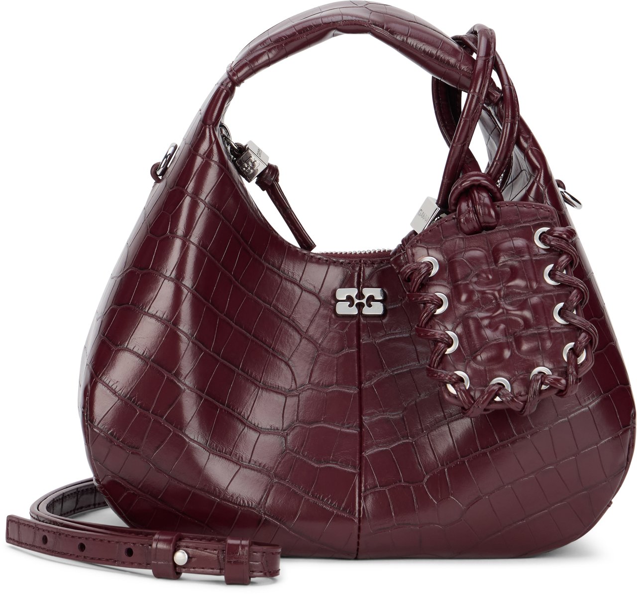 Ganni Handbag with crocodile effect Rood