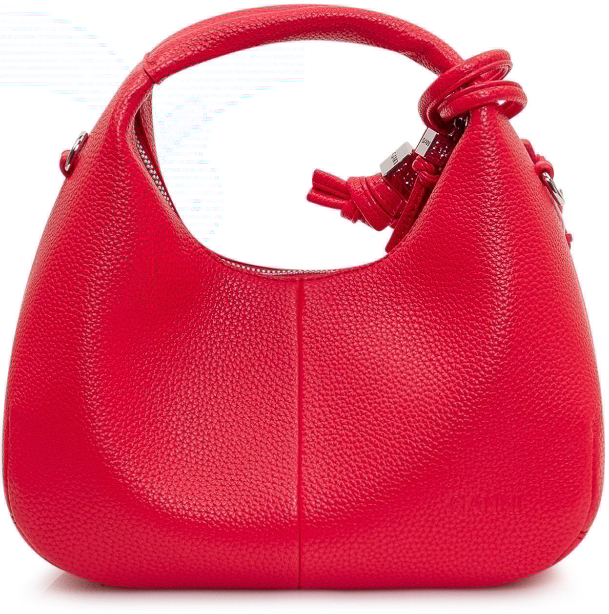 Ganni Hobo Mini Bag in Pelle Martellata Rood