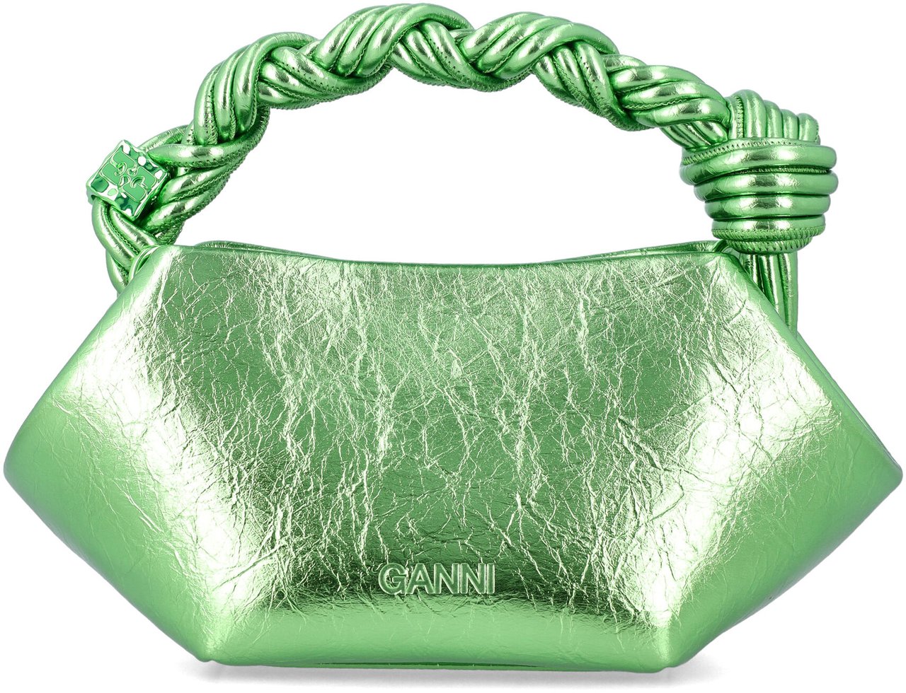 Ganni Bou Mini Metallic Leather Greenery Green Groen