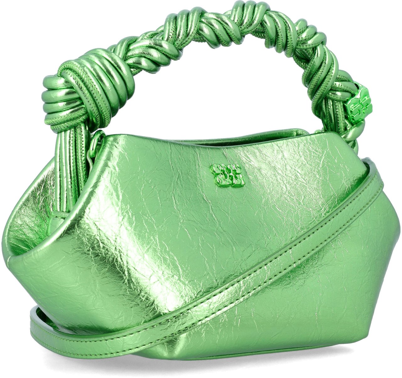 Ganni Bou Mini Metallic Leather Greenery Green Groen
