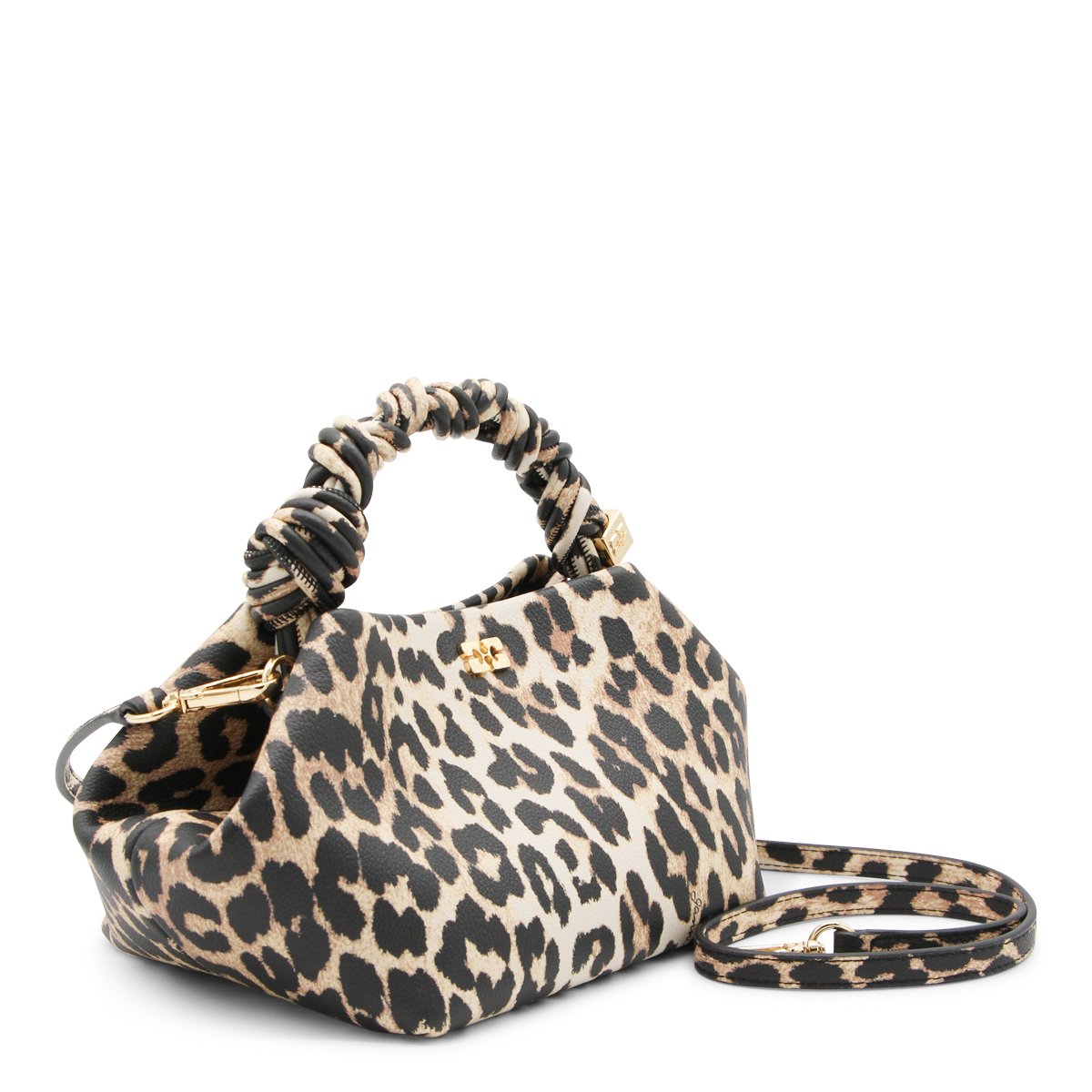 Ganni Leopard Top Handle Bag Neutraal