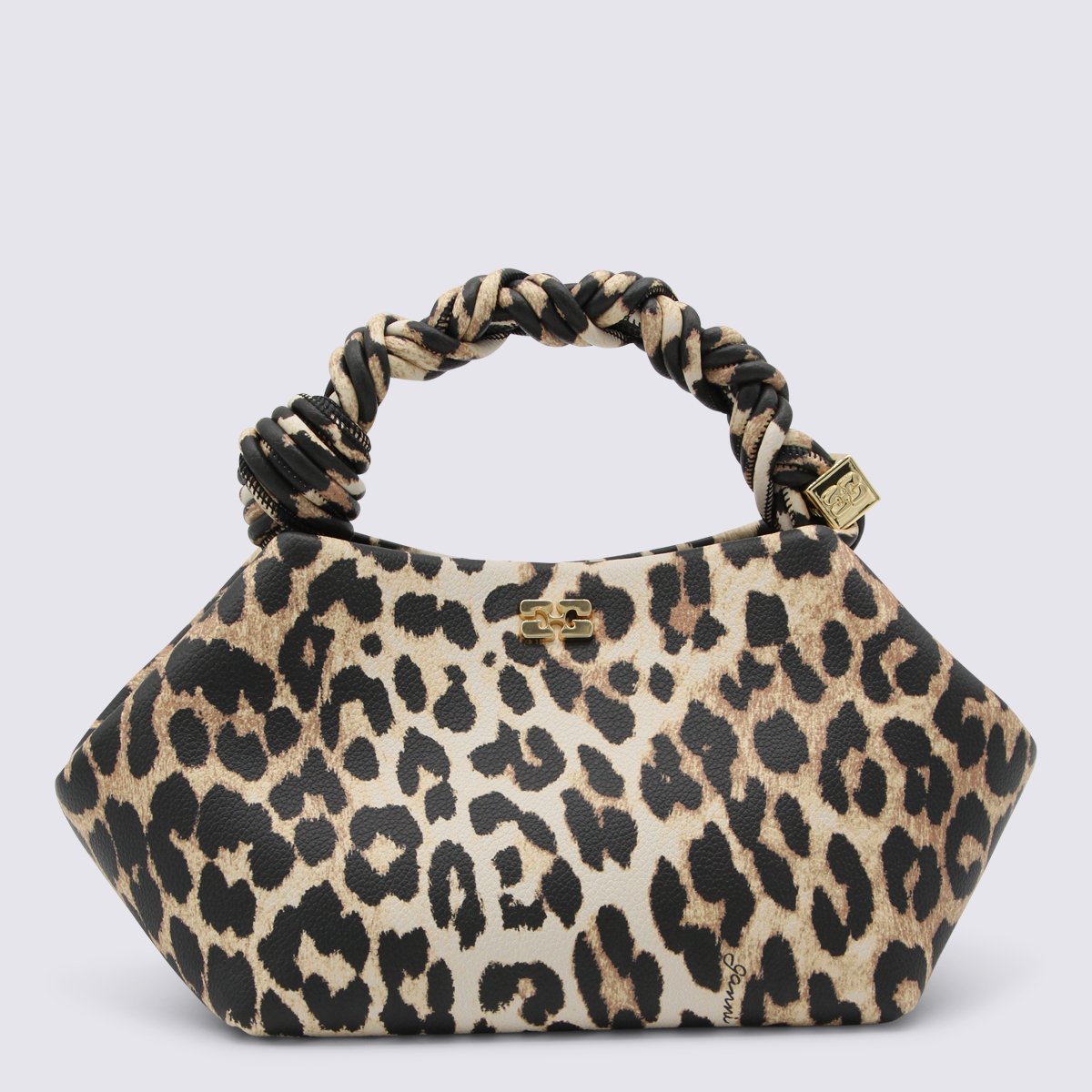 Ganni Leopard Top Handle Bag Neutraal
