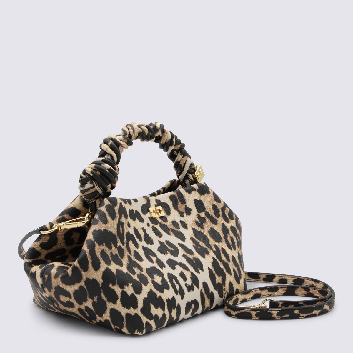 Ganni Leopard Top Handle Bag Neutraal