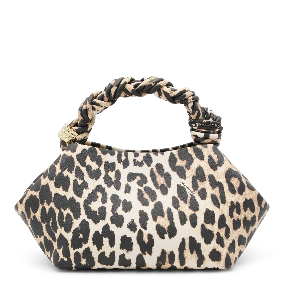 Ganni Leopard Top Handle Bag Neutraal