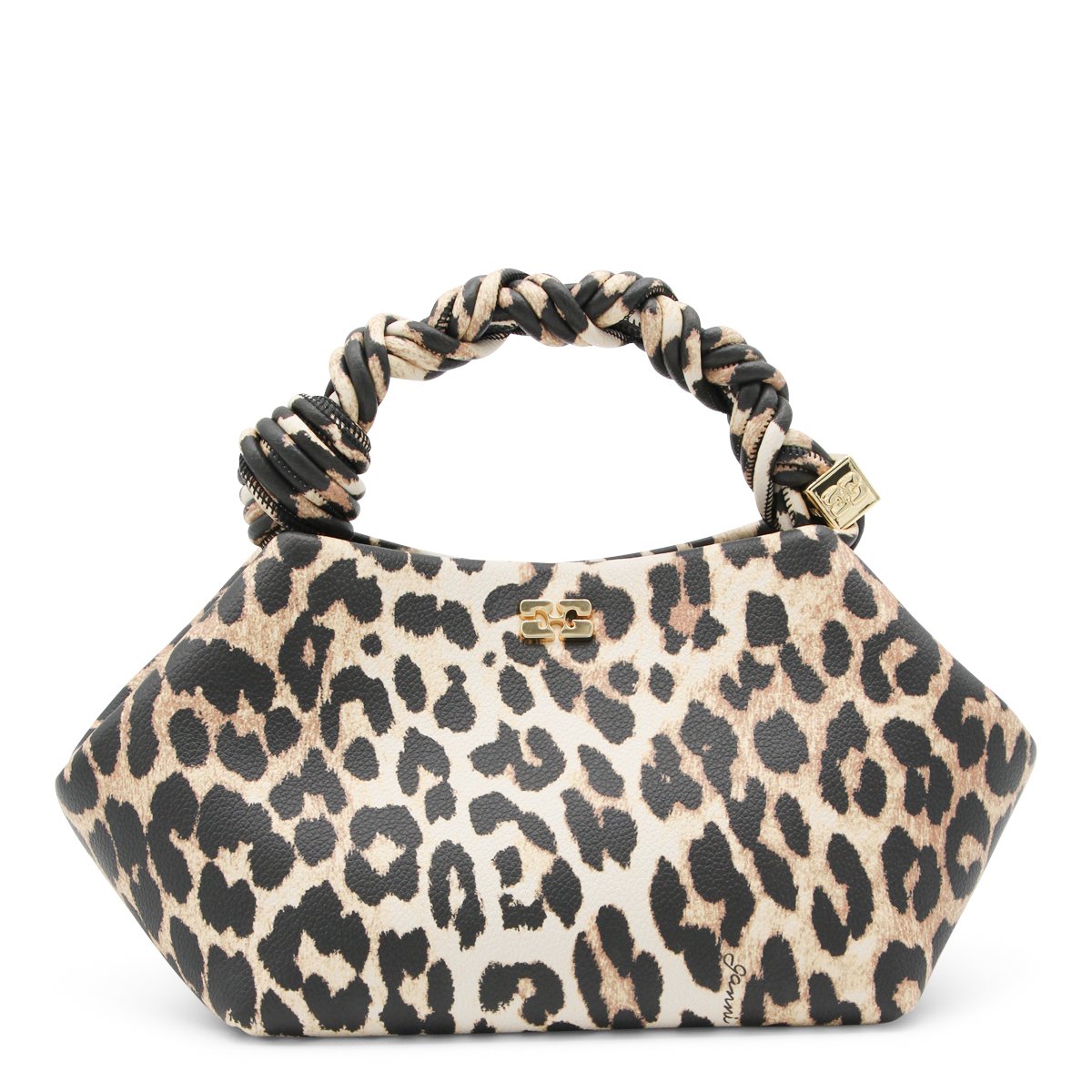 Ganni Leopard Top Handle Bag Neutraal