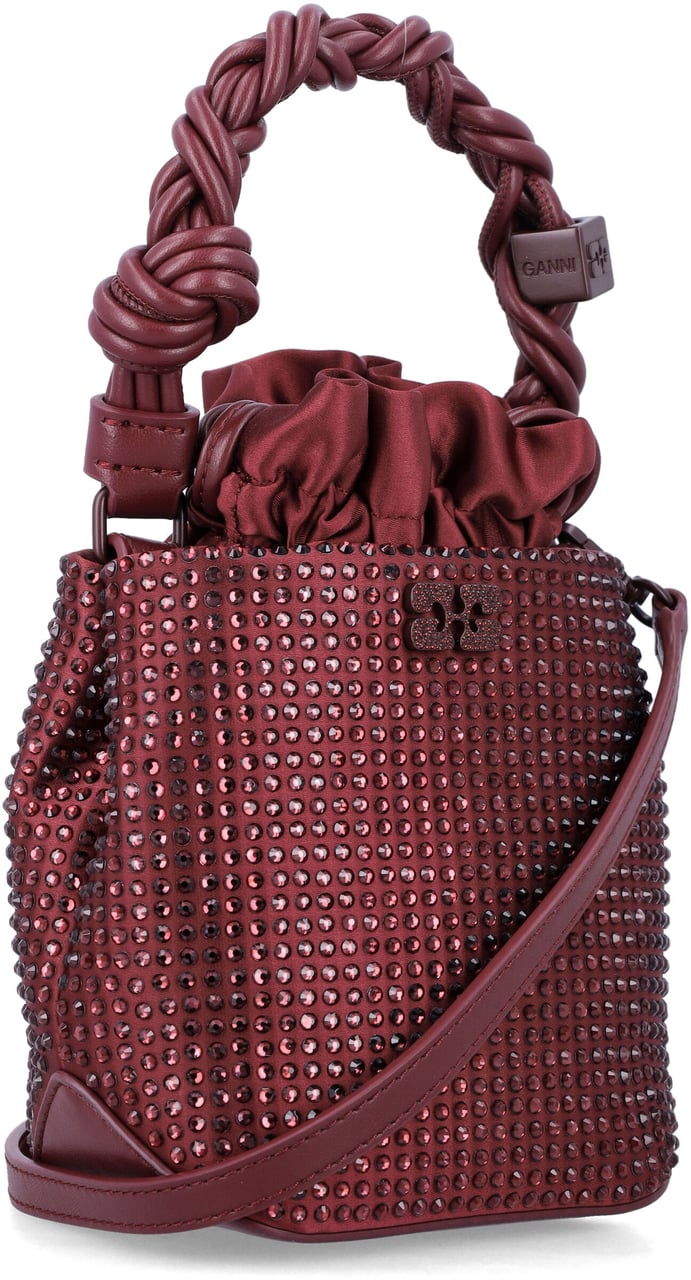 Ganni Bou Mini Bucket Strass Viola Paars