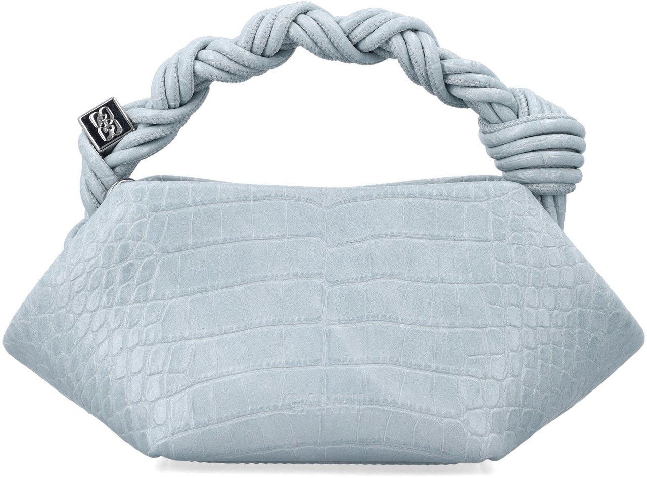 Ganni Bou Mini Crocco Delicate Blue Blauw