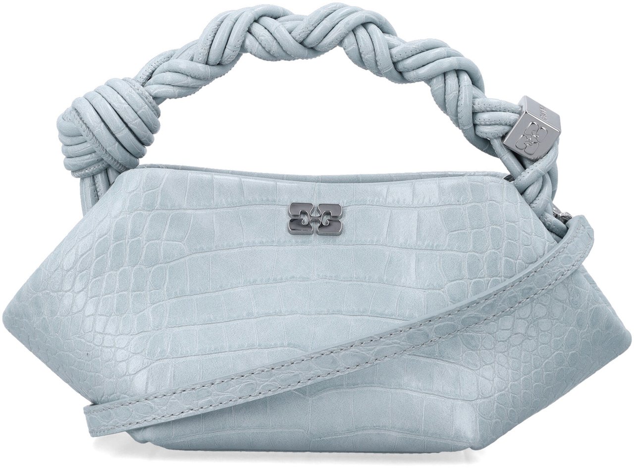 Ganni Bou Mini Crocco Delicate Blue Blauw