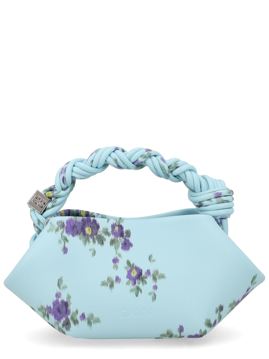 Ganni Mini Geometric Braided Handle Handbag Blauw