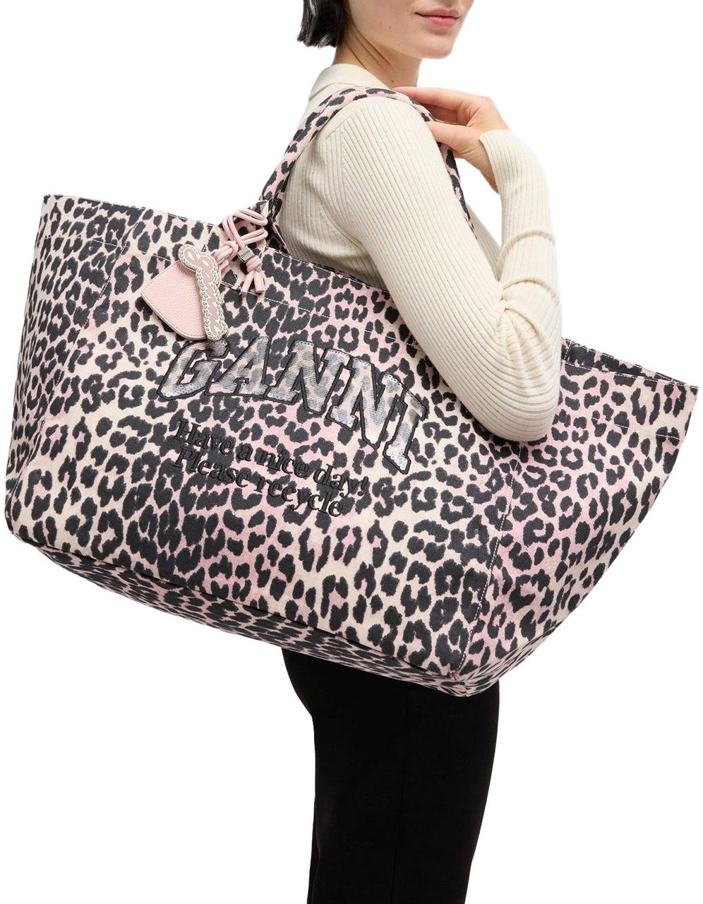 Ganni Dames Sequin XXL Tote Grijs Grijs