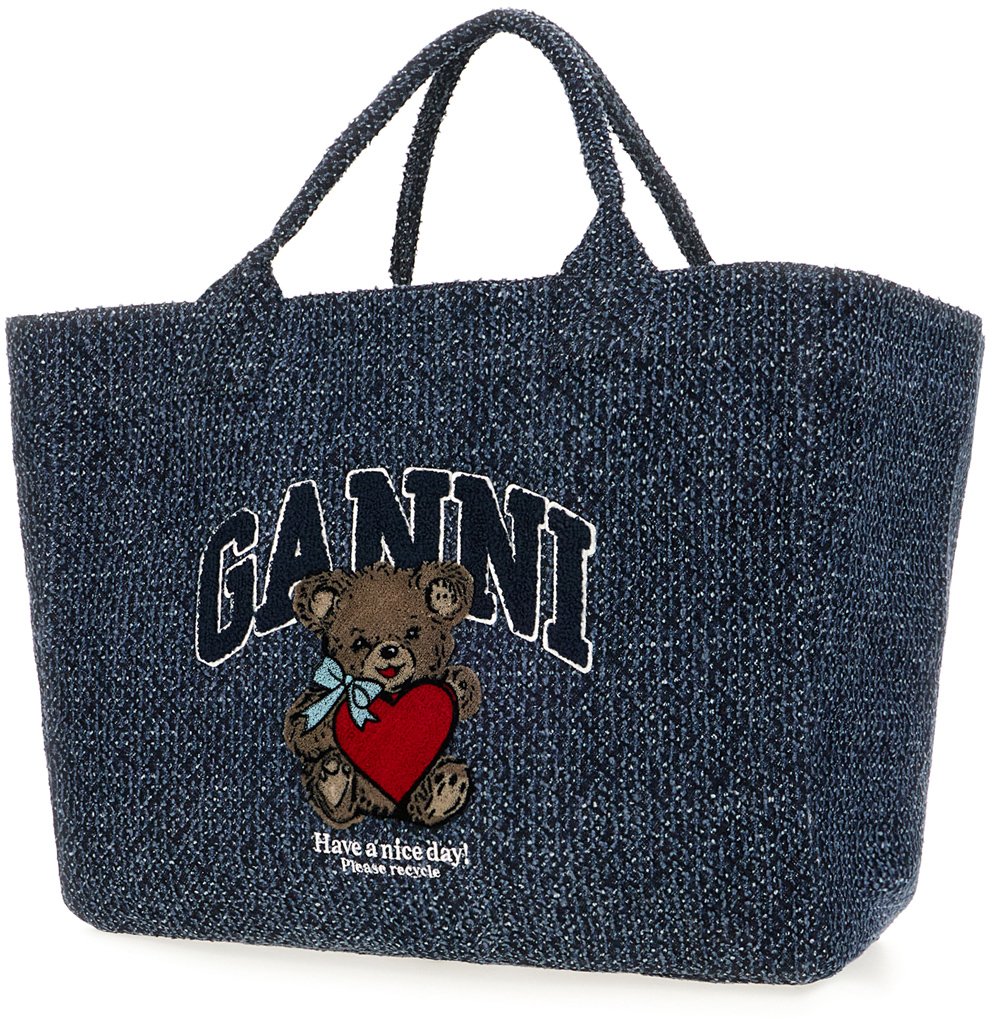 Ganni Denim medium shopping bag Divers