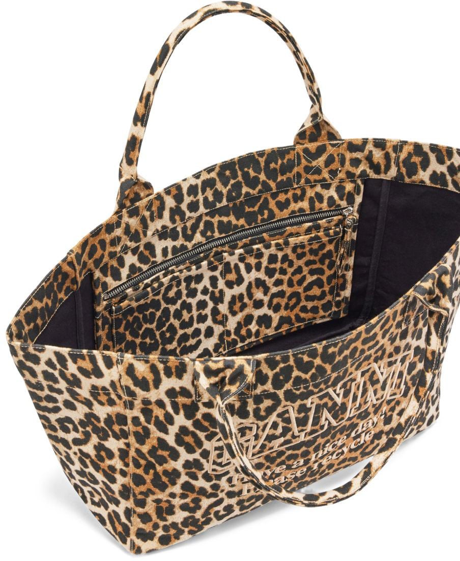 Ganni Bags Leopard Print Beige