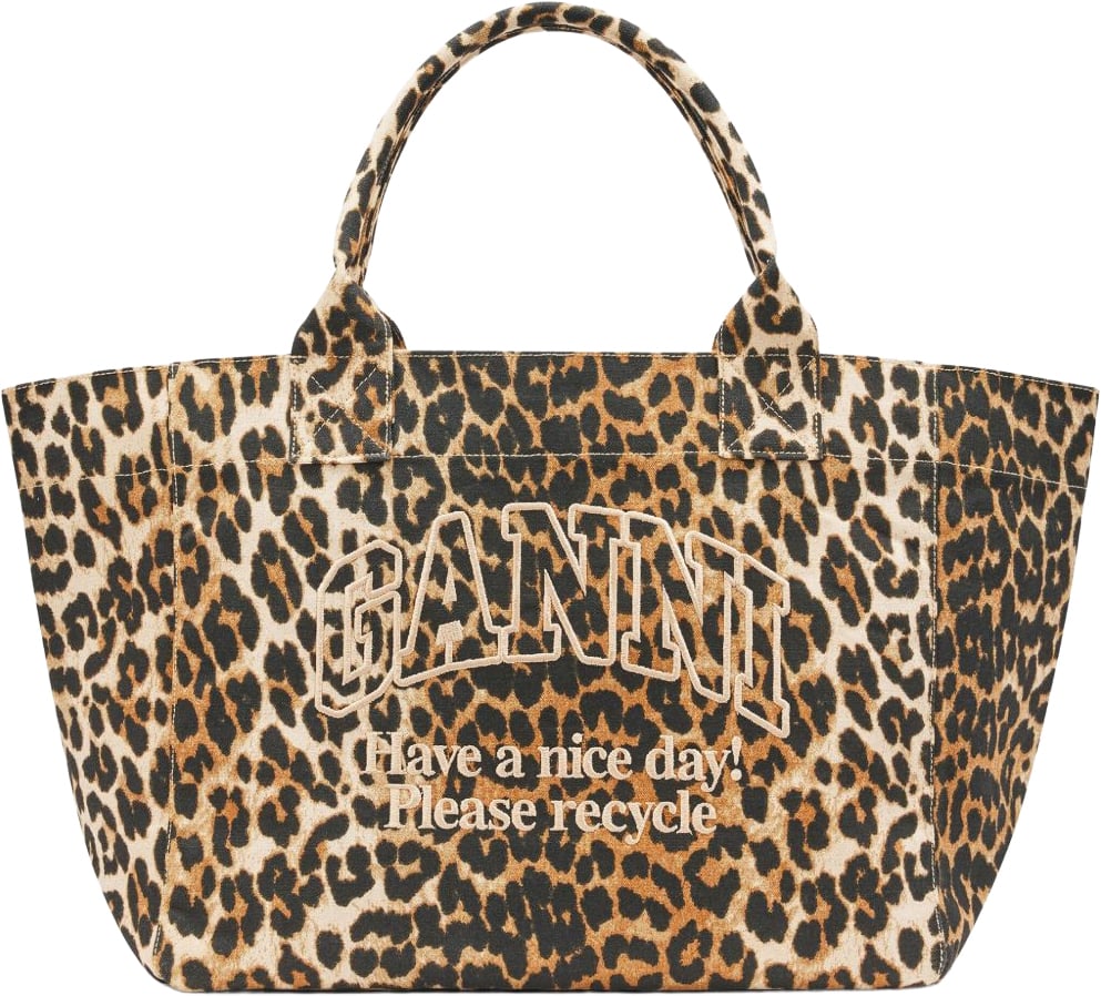 Ganni Bags Leopard Print Beige