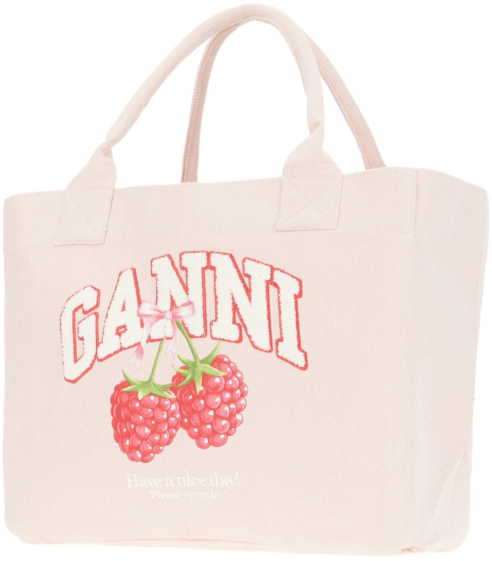 Ganni Pink canvas shopping bag Roze