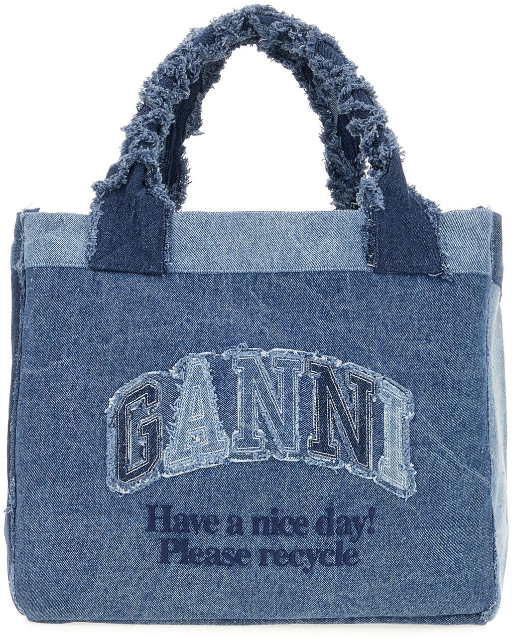 Ganni Denim shopping bag Blauw