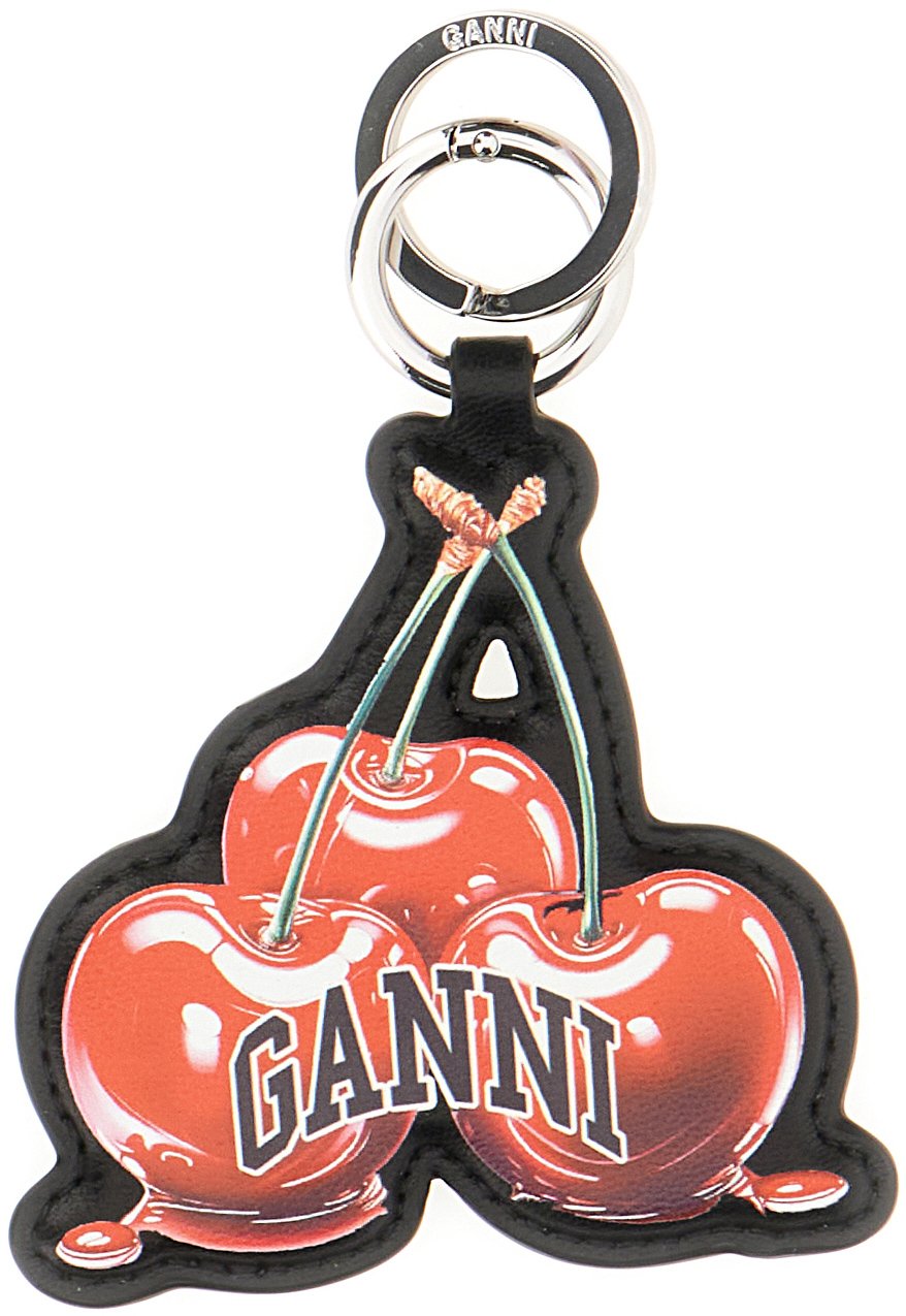 Ganni Ganni Multicolor leather and fabric key ring Divers