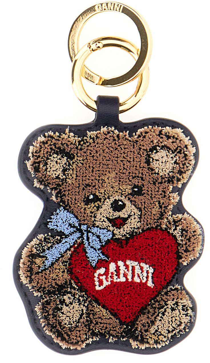 Ganni Ganni Multicolor leather and fabric key ring Divers