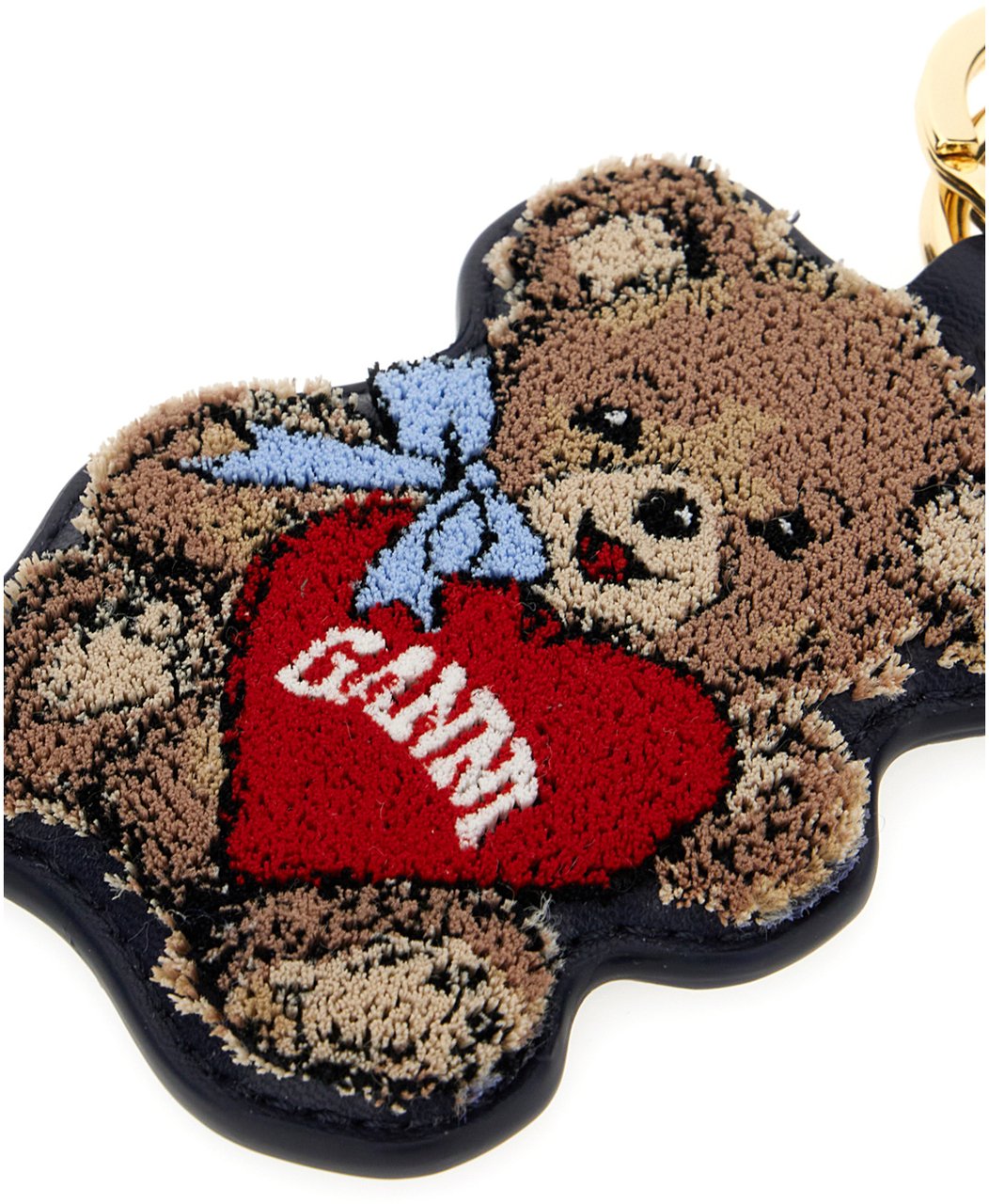 Ganni Ganni Multicolor leather and fabric key ring Divers