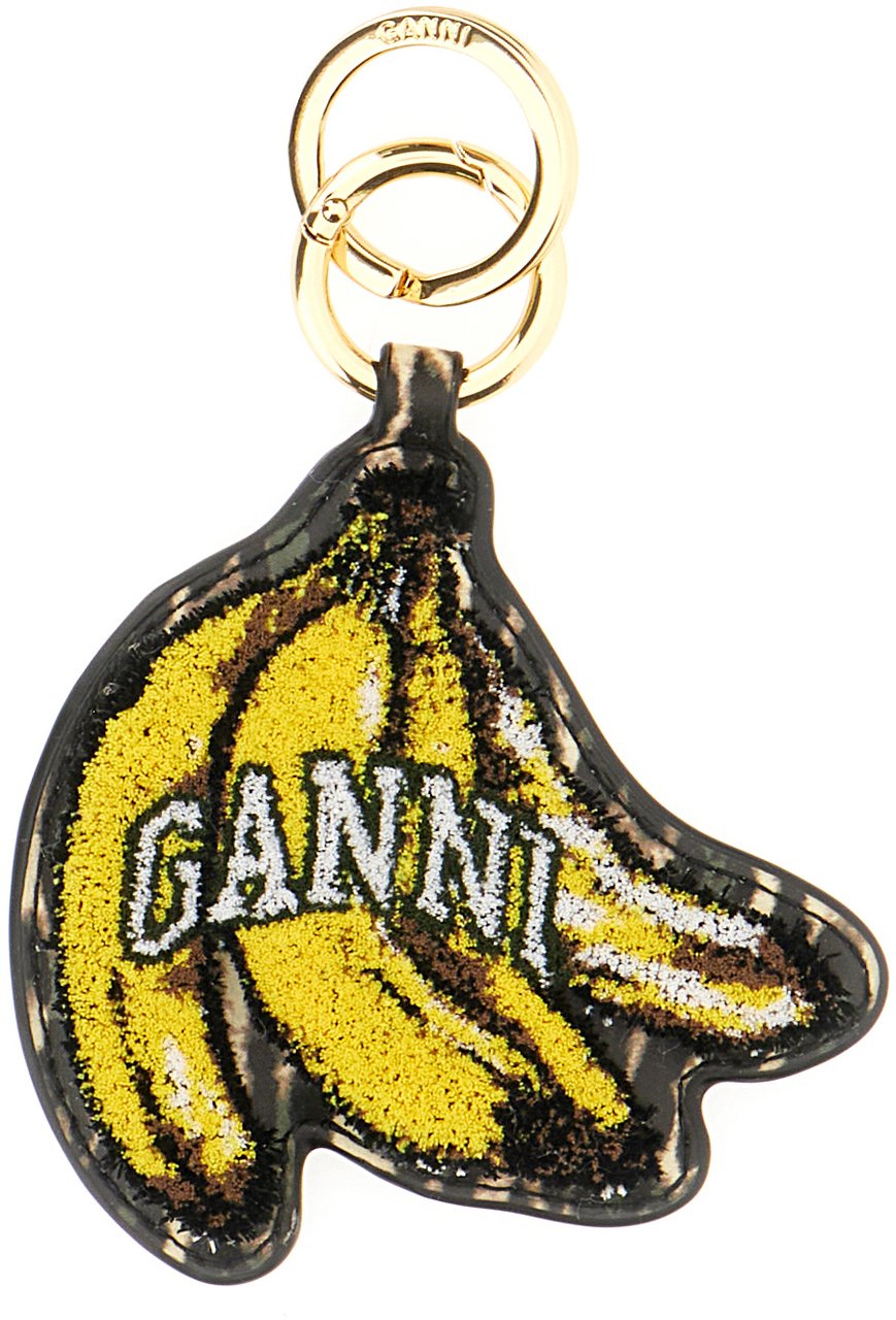 Ganni Ganni Multicolor leather and fabric key ring Divers