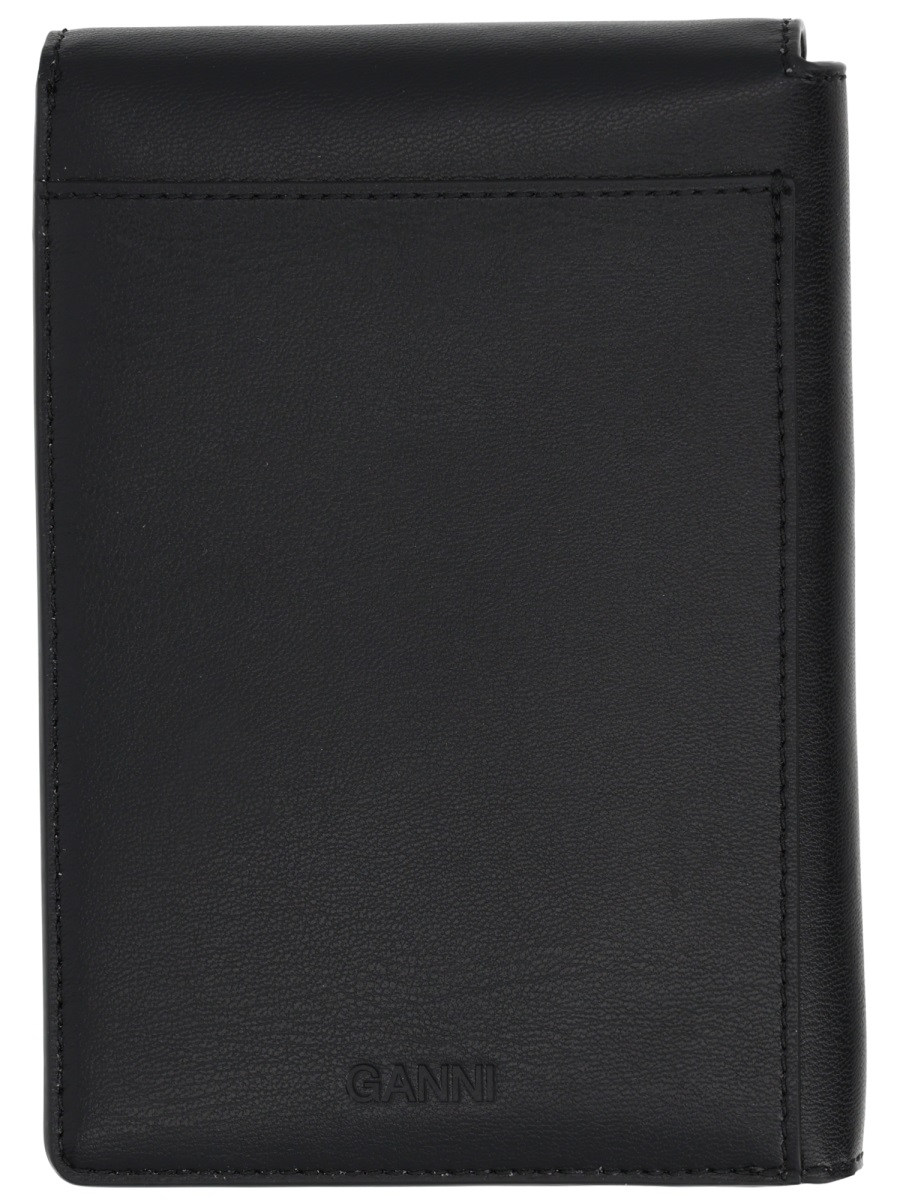 Ganni Black Puddle Whimsical Poodle Illustration Wallet Zwart