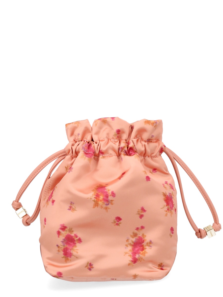 Ganni Peachy Floral Print Rounded Pouch Clutch Oranje