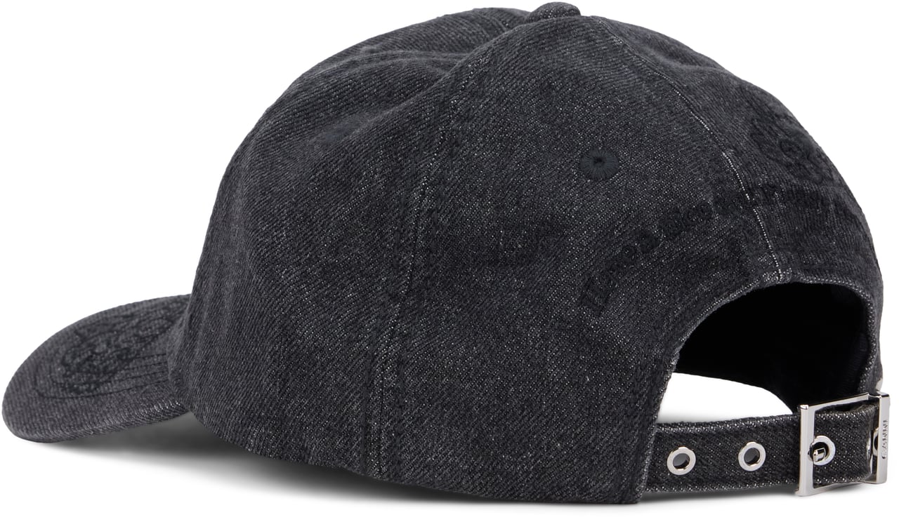 Ganni Cap with visor with embroidery Grijs