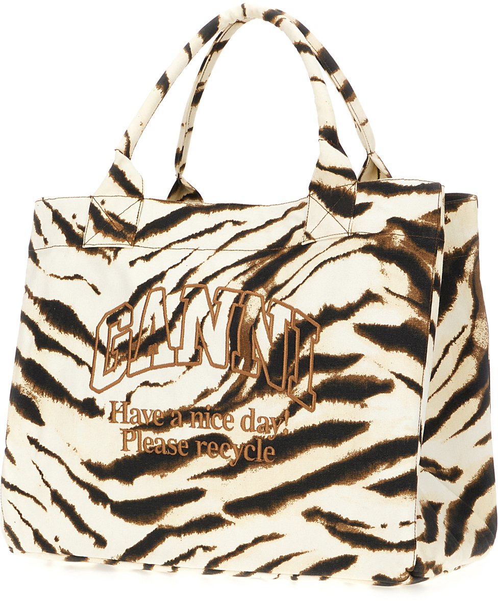 Ganni Printed canvas shopping bag Dierenprint