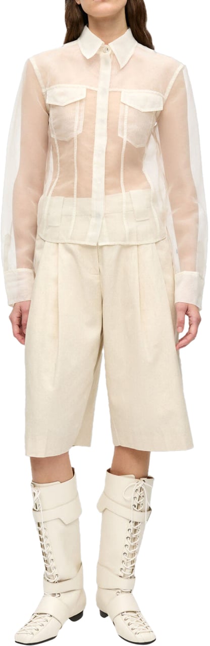 Ganni Cotton Melange Off White Wit