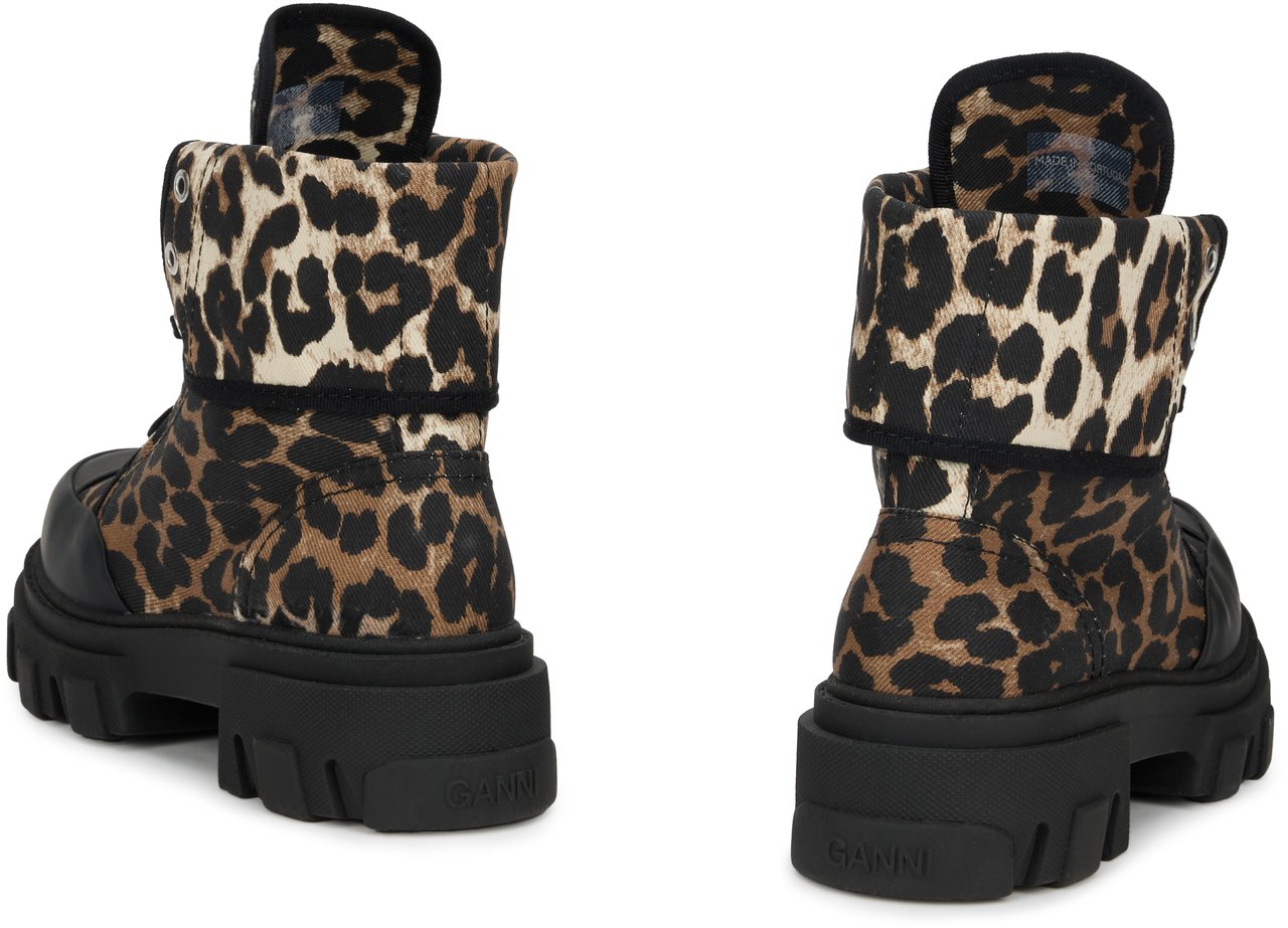 Ganni Leopard Print Ankle Boot with Sturdy Sole Dierenprint