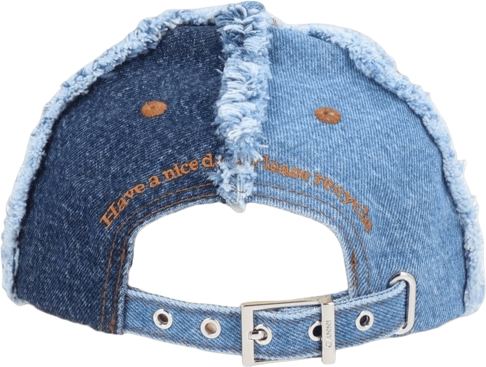 Ganni Denim Patchwork Cap Blauw