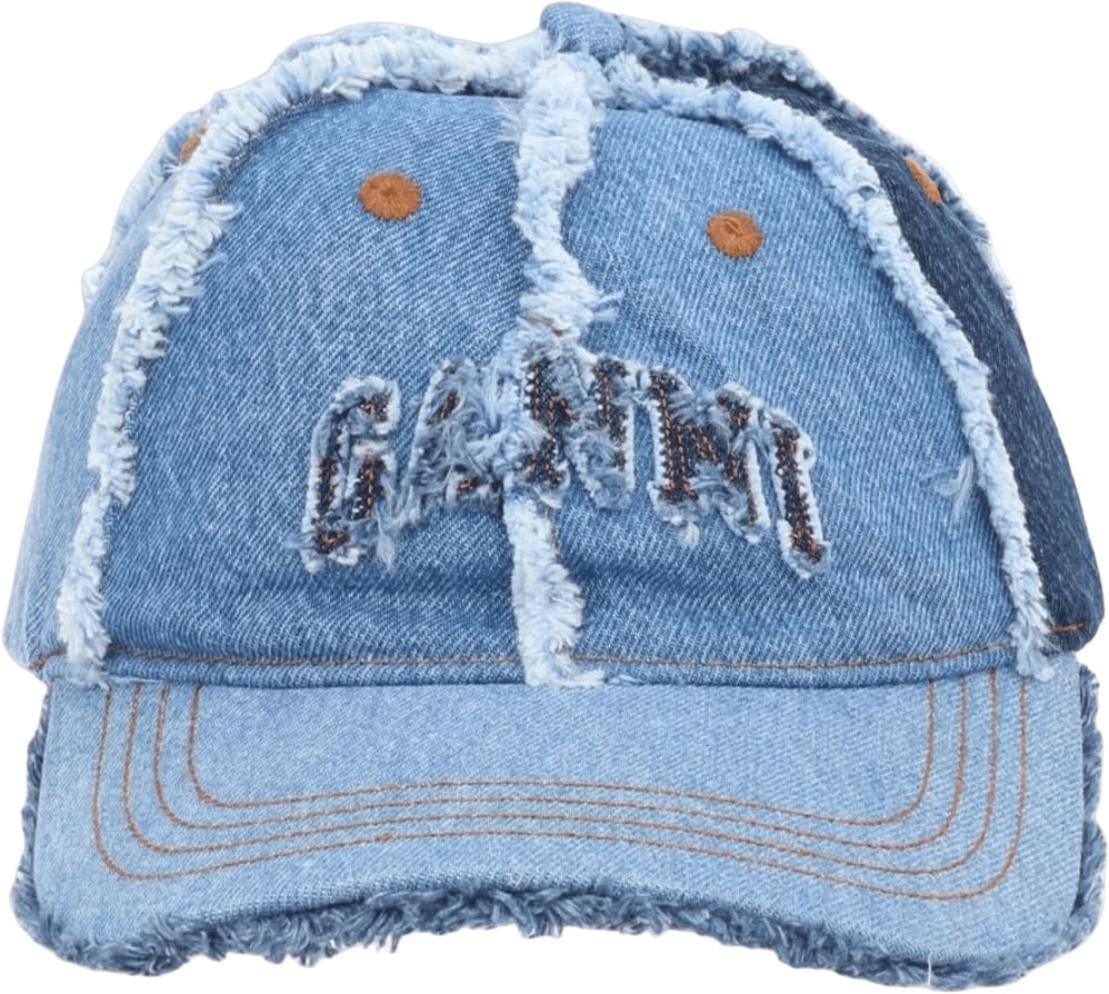Ganni Denim Patchwork Cap Blauw