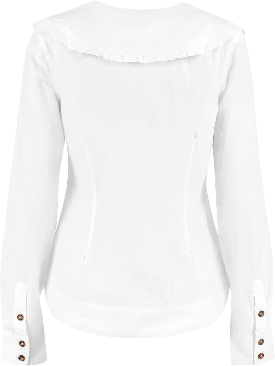 Ganni Maxi collar cotton shirt Wit