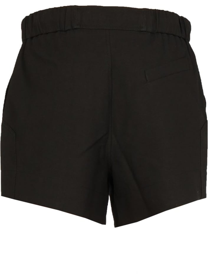 Ganni Ruffled Elastic Waistband Shorts Zwart