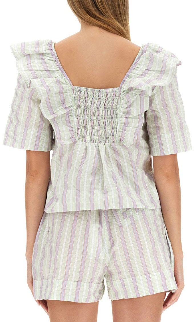 Ganni Ruffle Blouse Wit