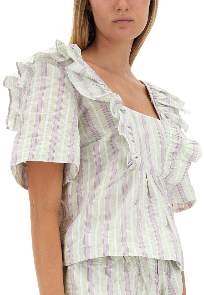 Ganni Ruffle Blouse Wit