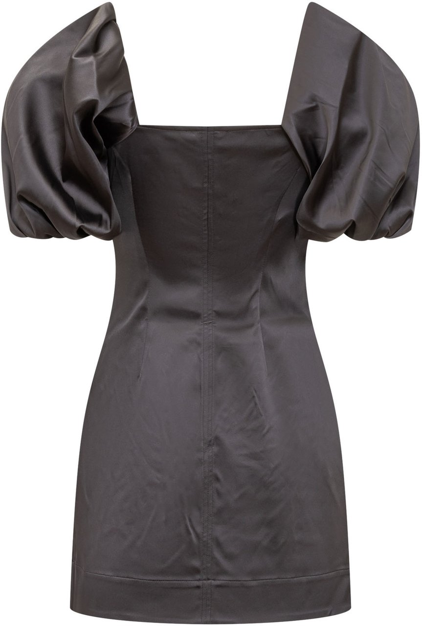 Ganni Mini Abito Satin Zwart
