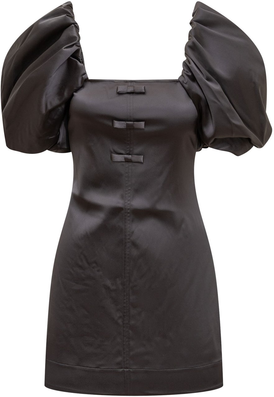 Ganni Mini Abito Satin Zwart