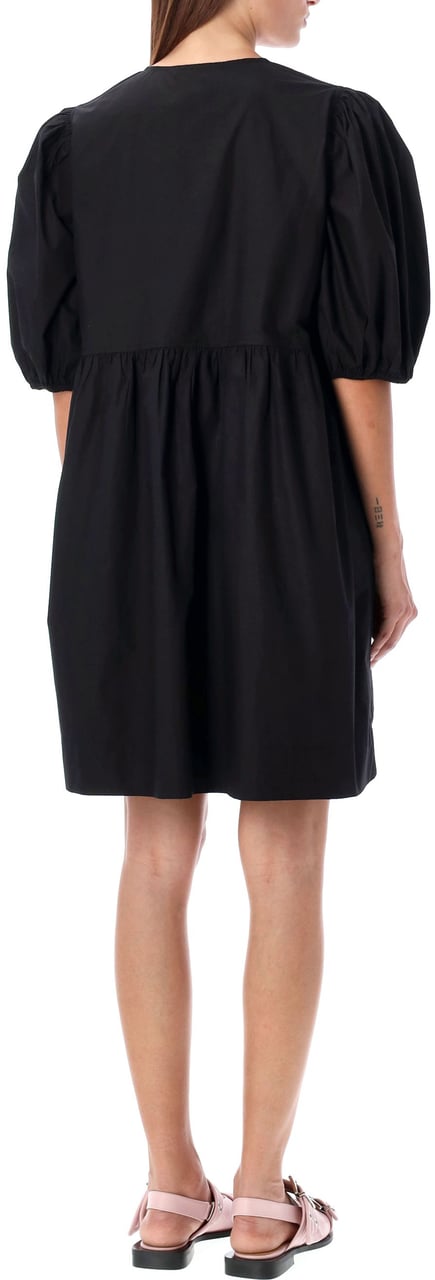 Ganni Popeline Mini Dress Nero Zwart