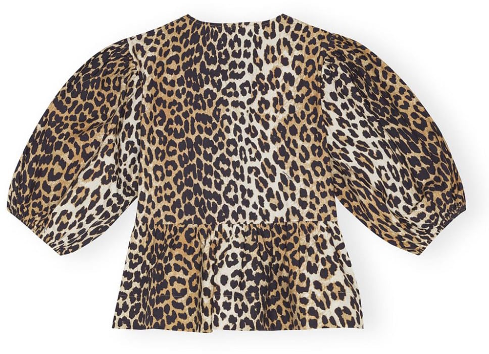 Ganni Top Leopard Print Beige