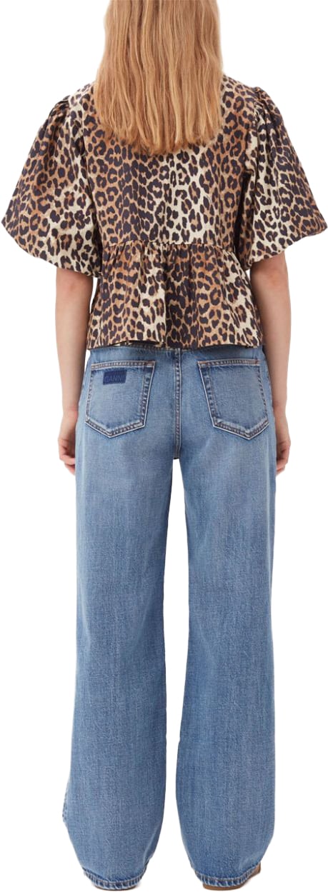 Ganni Top Leopard Print Beige