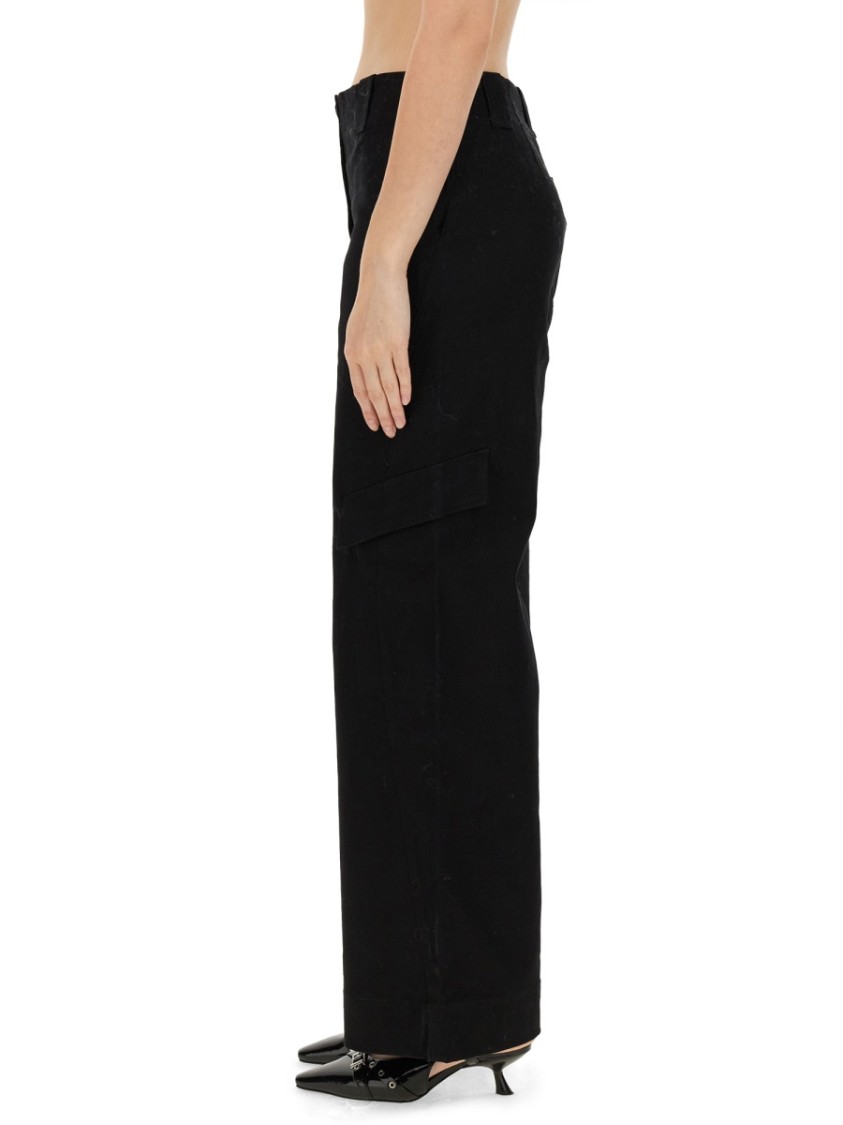 Ganni Herringbone Pants Zwart