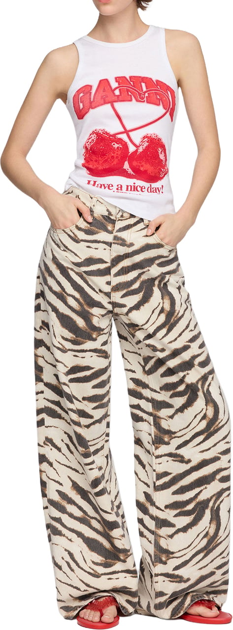 Ganni PRINTED DENIM LARI JEANS Beige