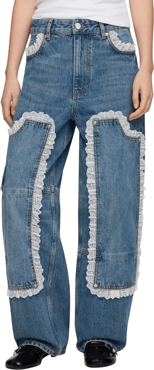 Ganni RIGID DENIM LACE AUDRI JEANS Blauw