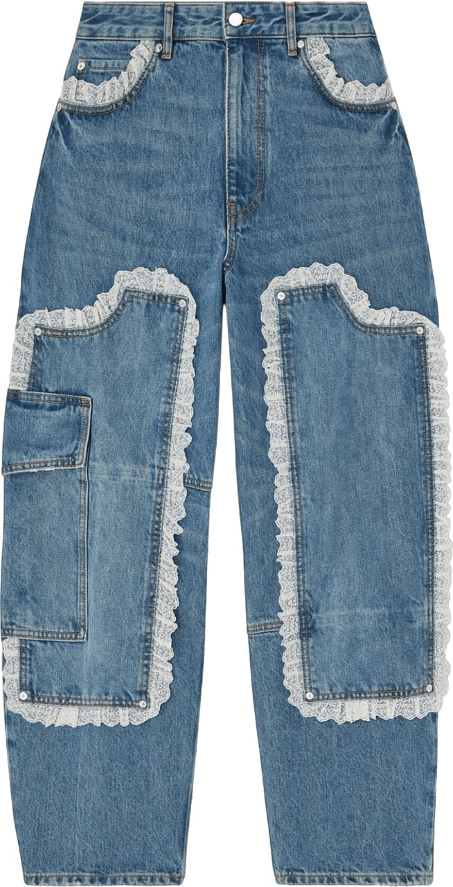 Ganni RIGID DENIM LACE AUDRI JEANS Blauw
