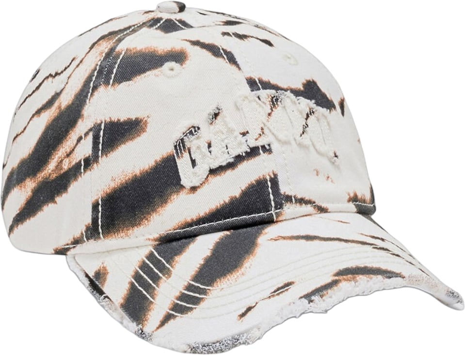 Ganni PRINTED WASHED COTTON CANVAS CAP Wit