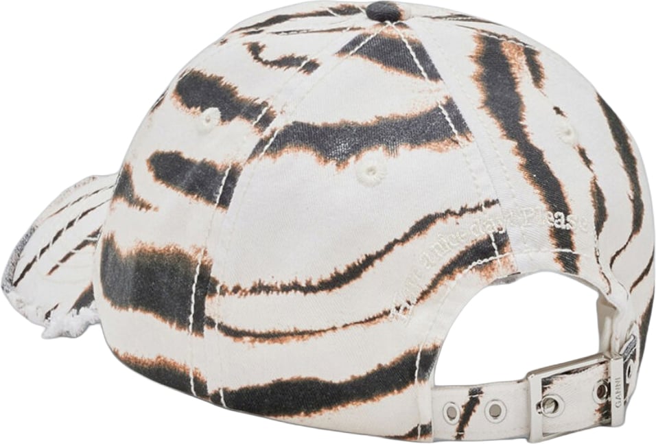Ganni PRINTED WASHED COTTON CANVAS CAP Wit