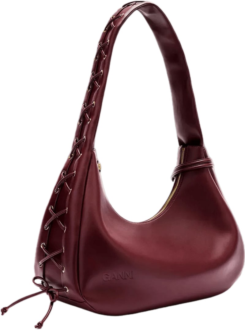 Ganni Hobo Medium veters bordeauxrood Maroon