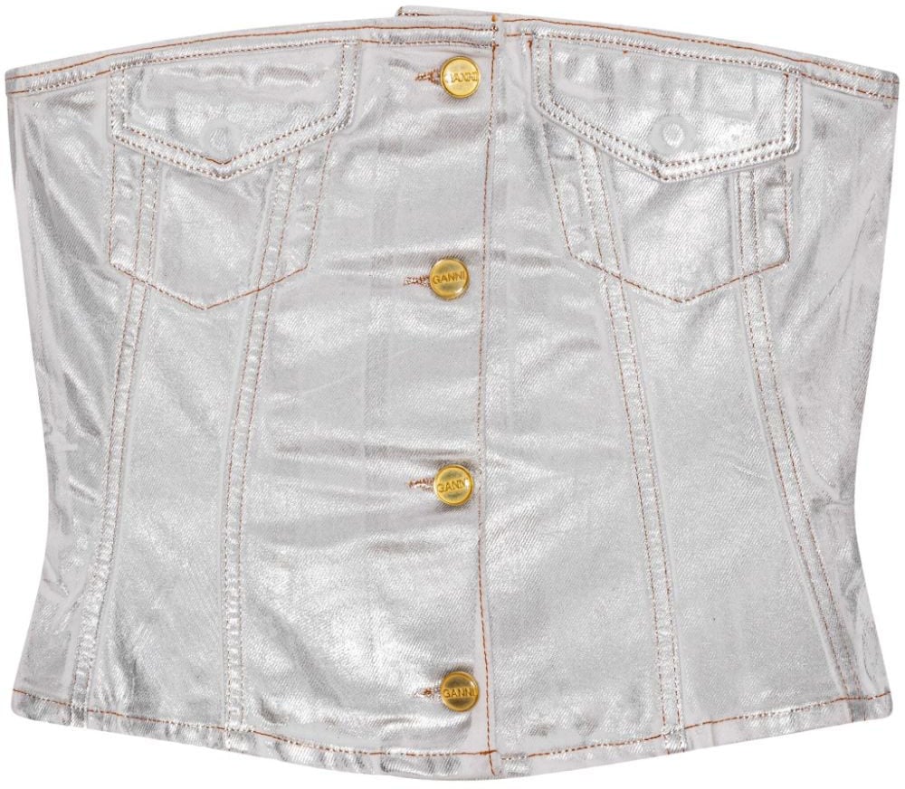 Ganni Top White Wit