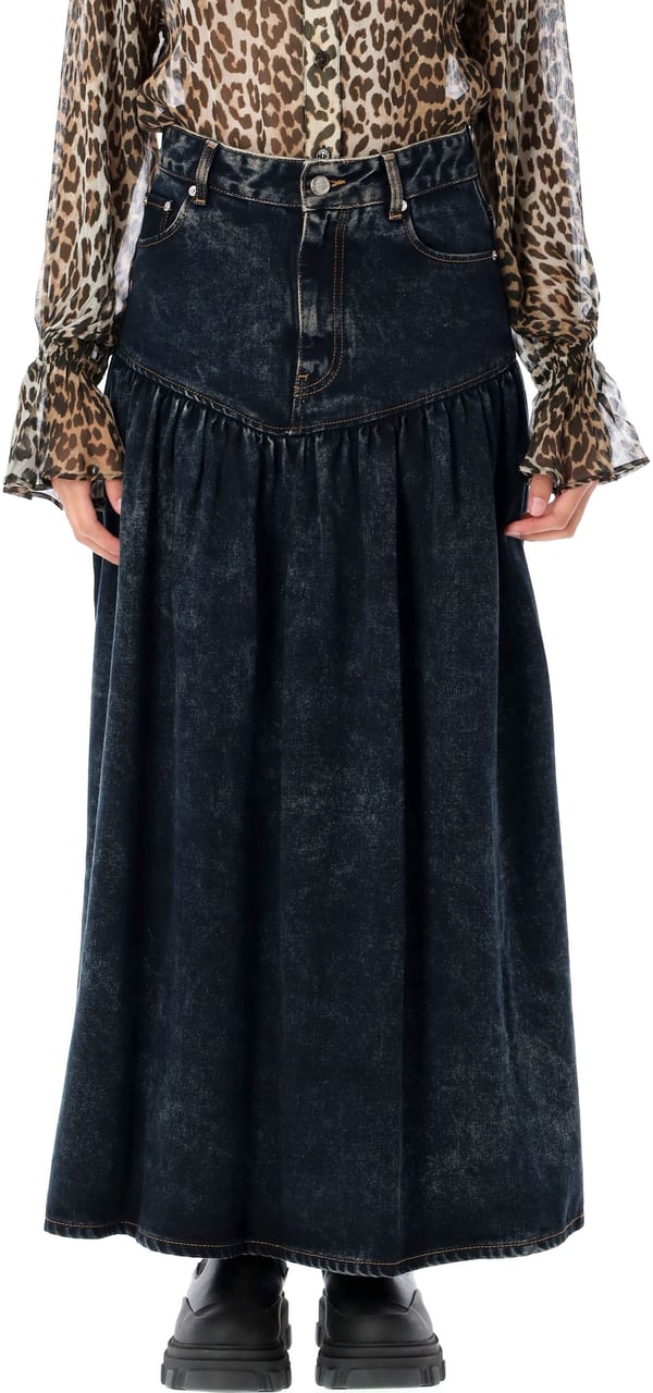 Ganni Washed denim skirt Blauw