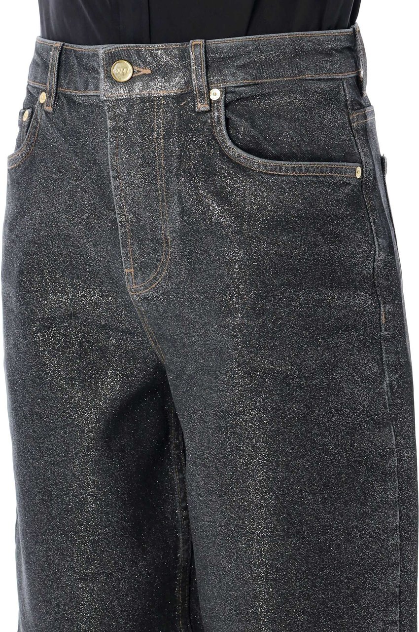 Ganni Foil Denim Washed Black Zwart